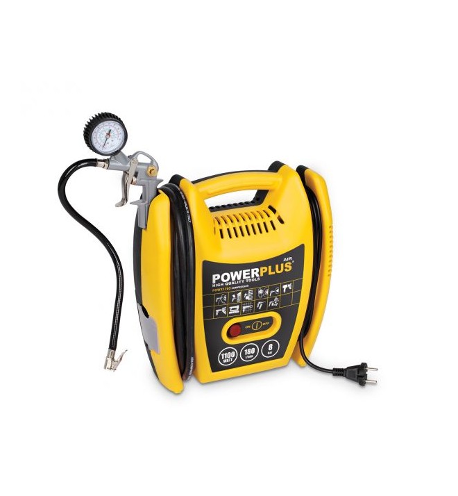 POWX1705 - Kompresor 1100W  plus  5 ks přísl. bezolejový
