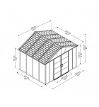 Palram Yukon 11' x 9' antracit, heavy duty prostorný domek s možností dalšího rozšíření (základní modul)