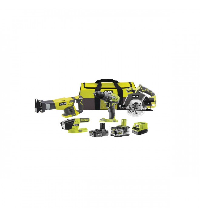 Ryobi R18CK4-252S, aku 18 V set (R18DD3 + R18T-0 + RRS1801M + R18CSP + 1 x 5,0 Ah + 1 x 2 Ah baterie + nabíječka)