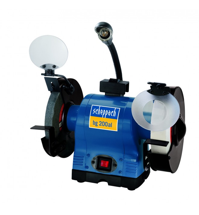 Scheppach BG 200 AL - DVOUKOTOUČOVÁ BRUSKA S BÍLÝM KAMENEM